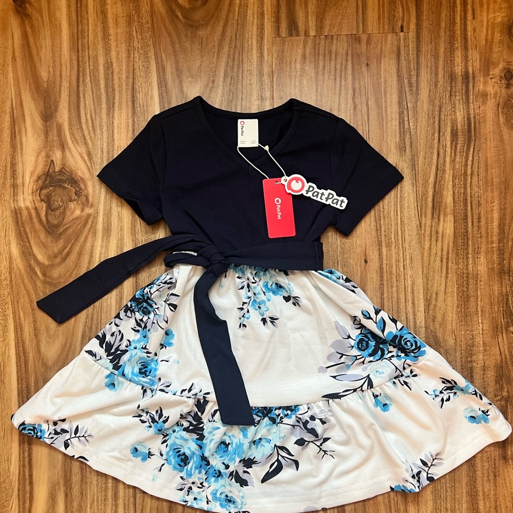PatPat Navy and White short sleeve Dress•2T•NWT